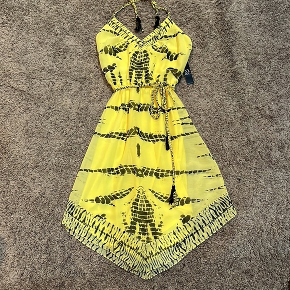 Yellow tie die halter dress - Picture 2 of 5